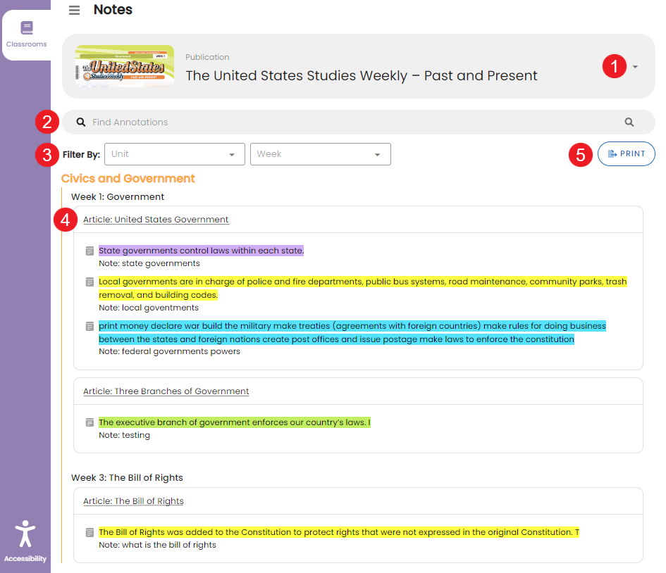 Navigating Student Notes – Studies Weekly