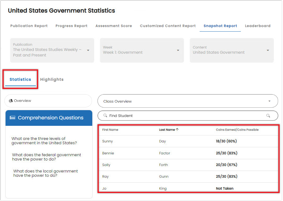 How to Navigate the Snapshot Report – Studies Weekly